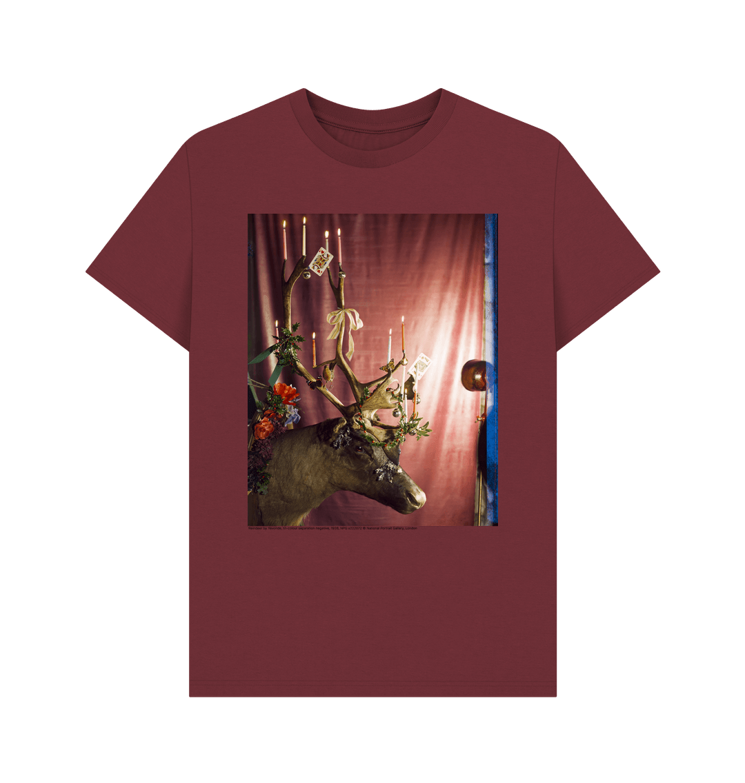 Red wine reindeer by yevonde unisex crew neck t shirt