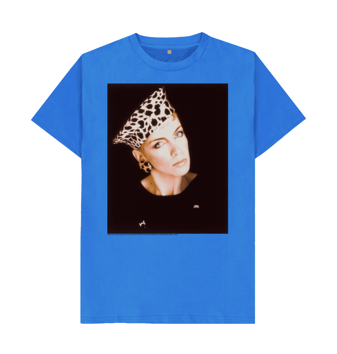 Bright blue printed t shirt front