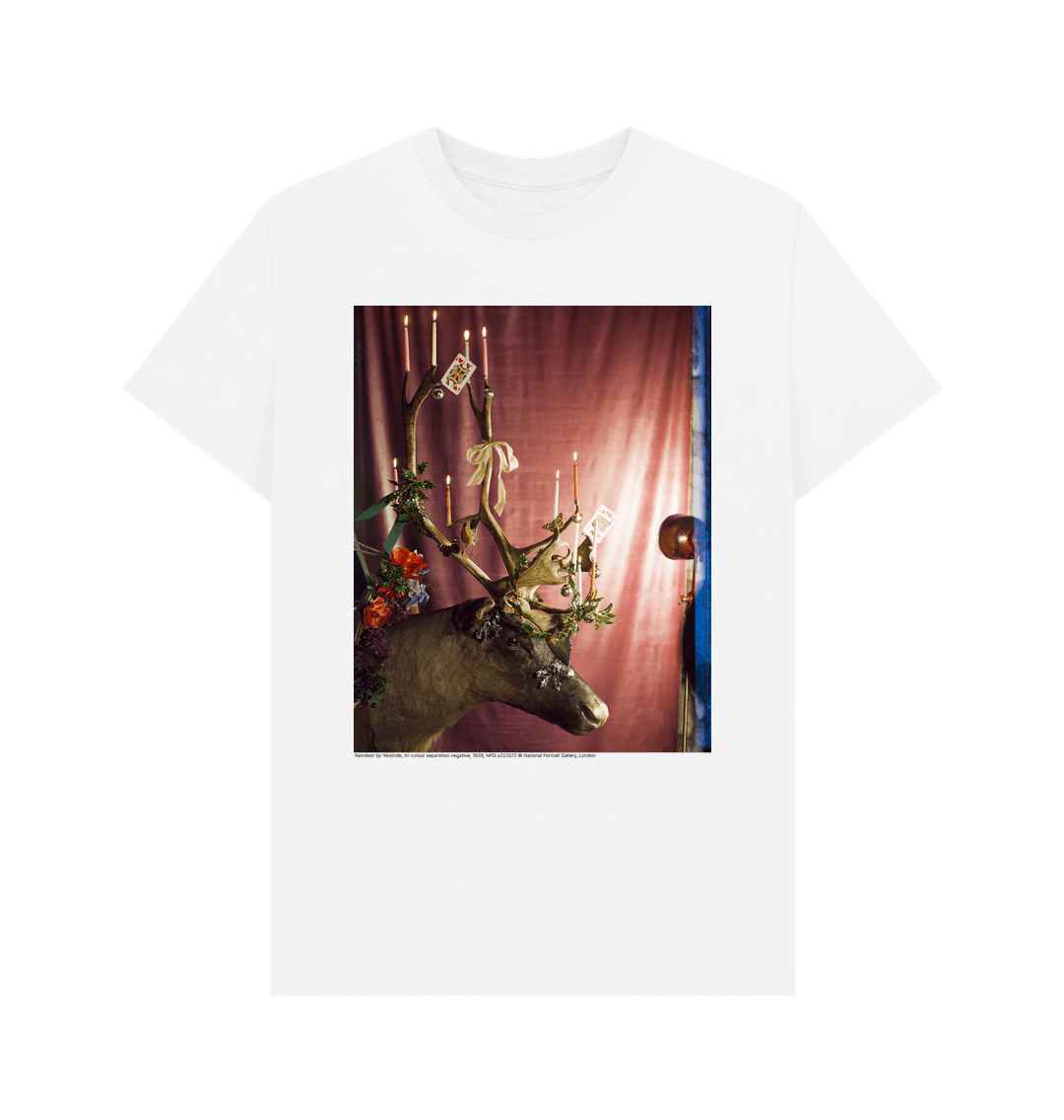 White reindeer by yevonde unisex crew neck t shirt