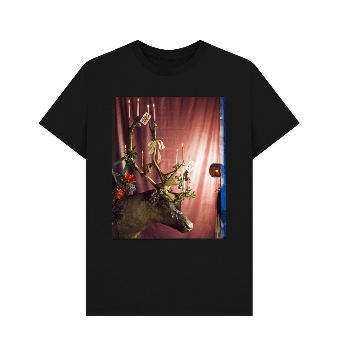 Black reindeer by yevonde unisex crew neck t shirt