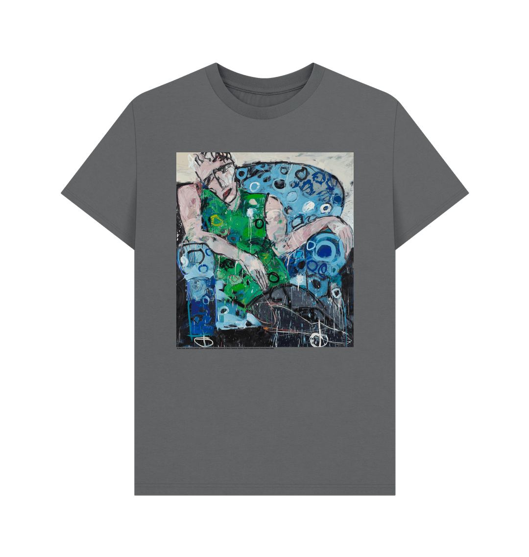 Slate grey printed t shirt