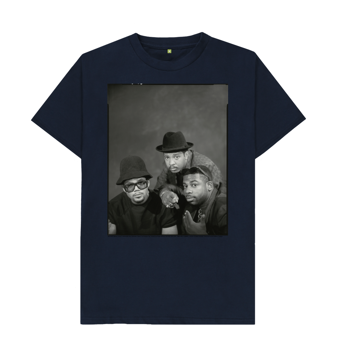 Navy blue printed t shirt front