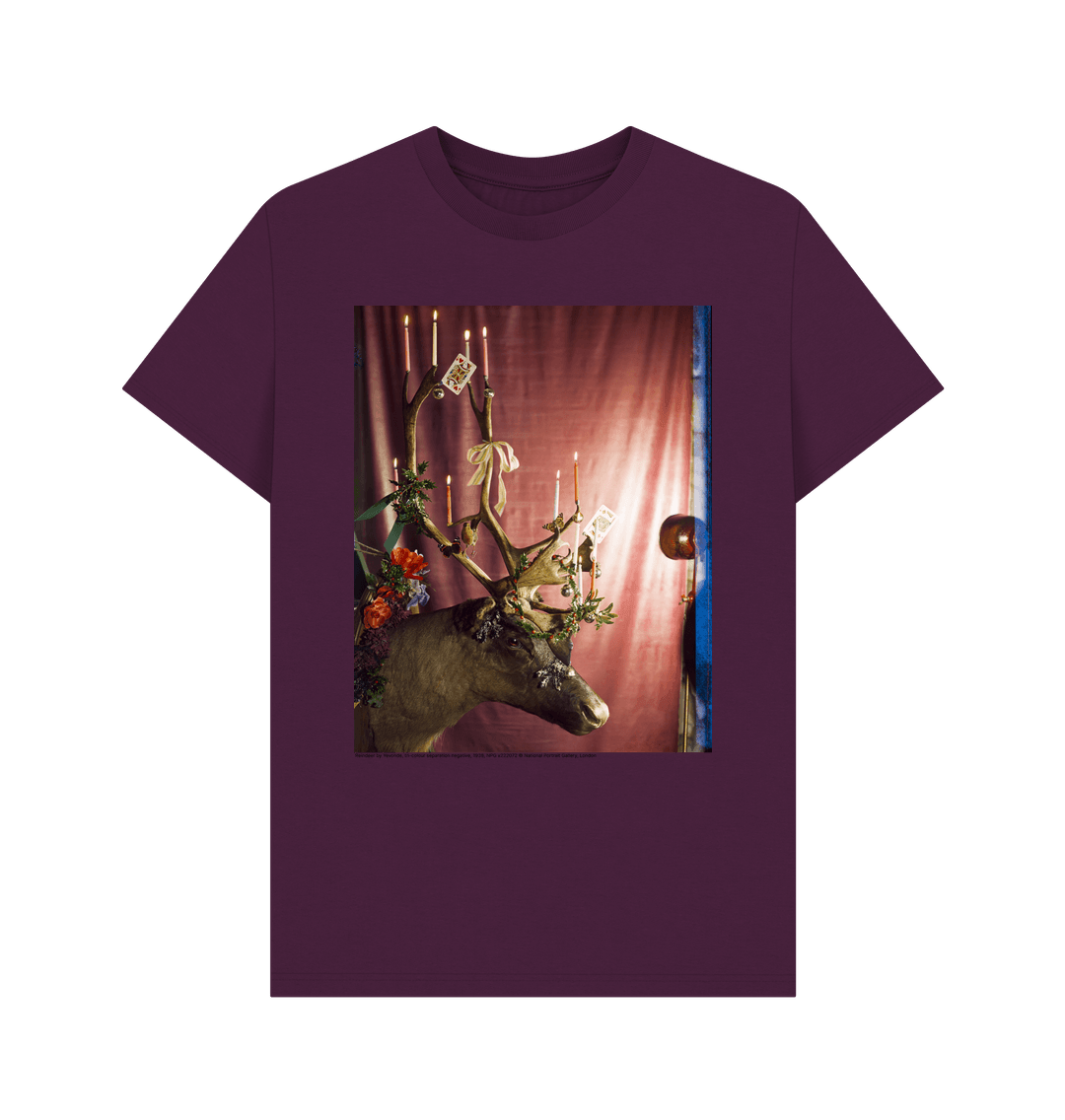 Purple reindeer by yevonde unisex crew neck t shirt