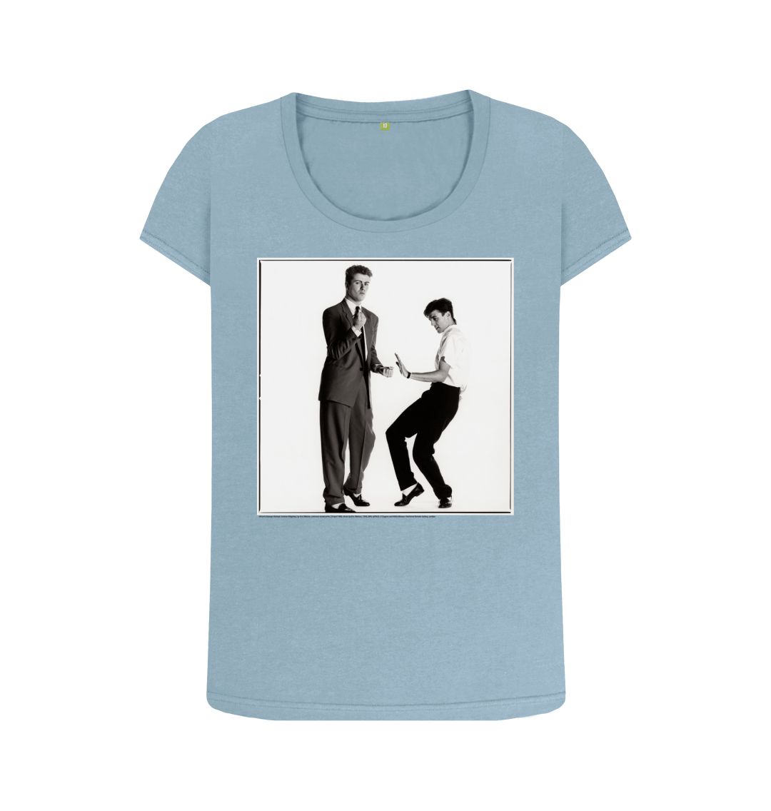 Stone blue printed t shirt front