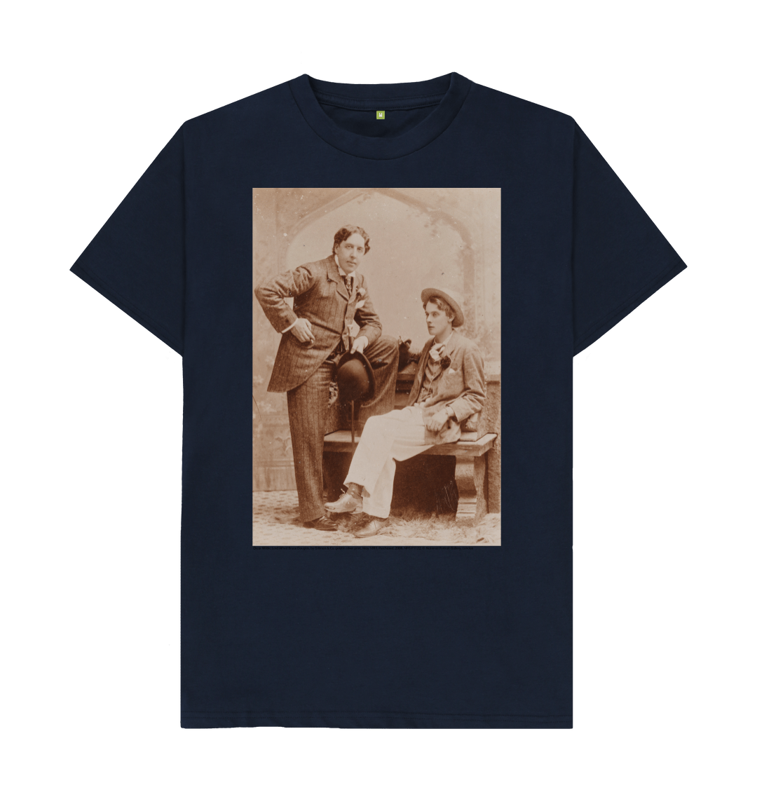 Navy blue printed t shirt front