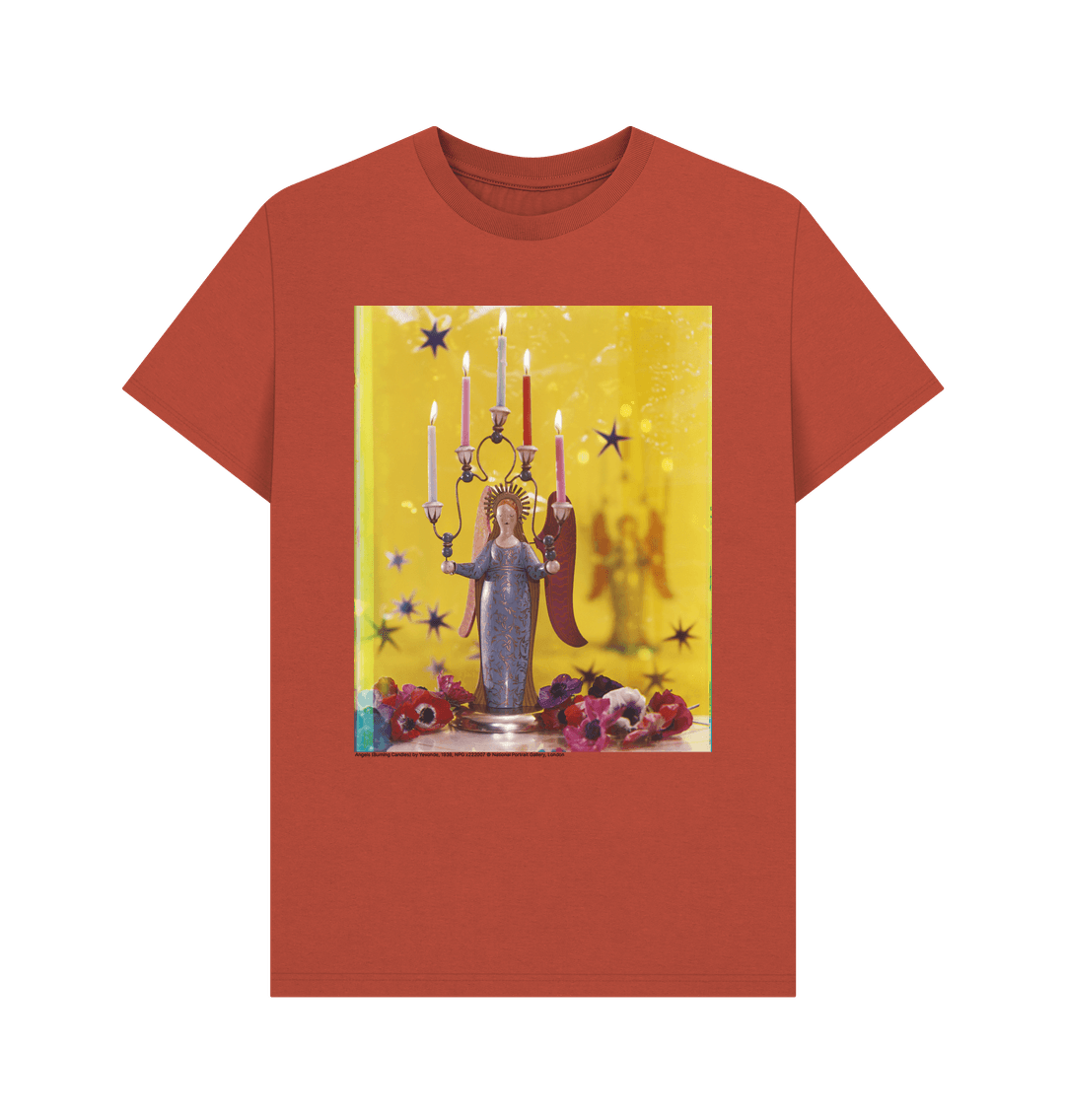Rust angels (burning candles) by yevonde unisex crew neck t shirt