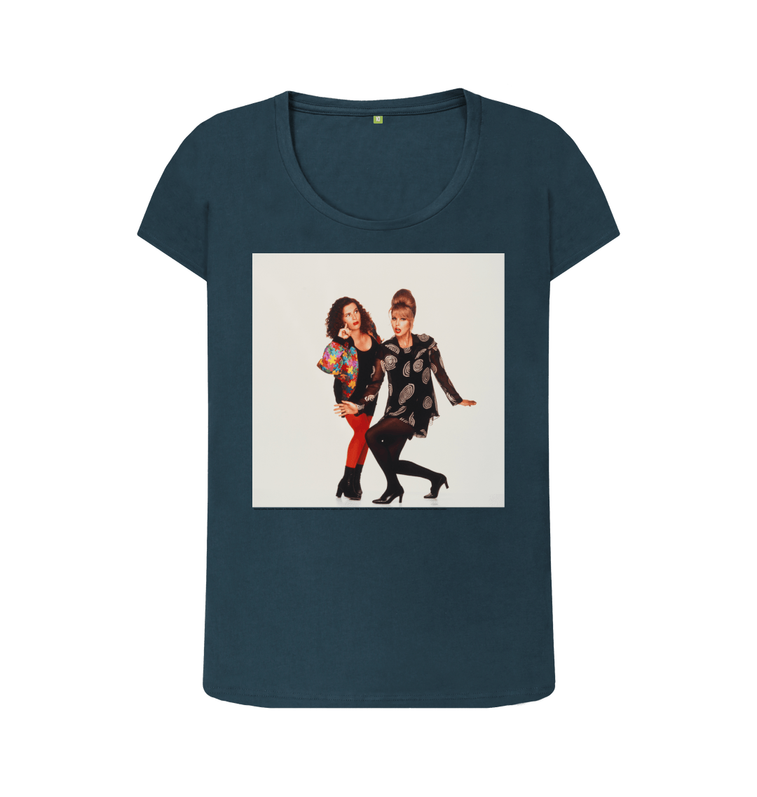 Denim blue printed t shirt front