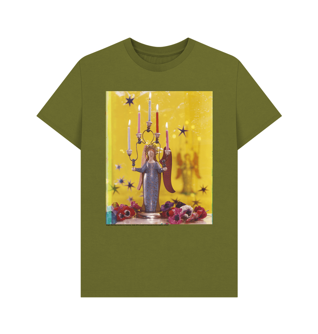 Moss green angels (burning candles) by yevonde unisex crew neck t shirt