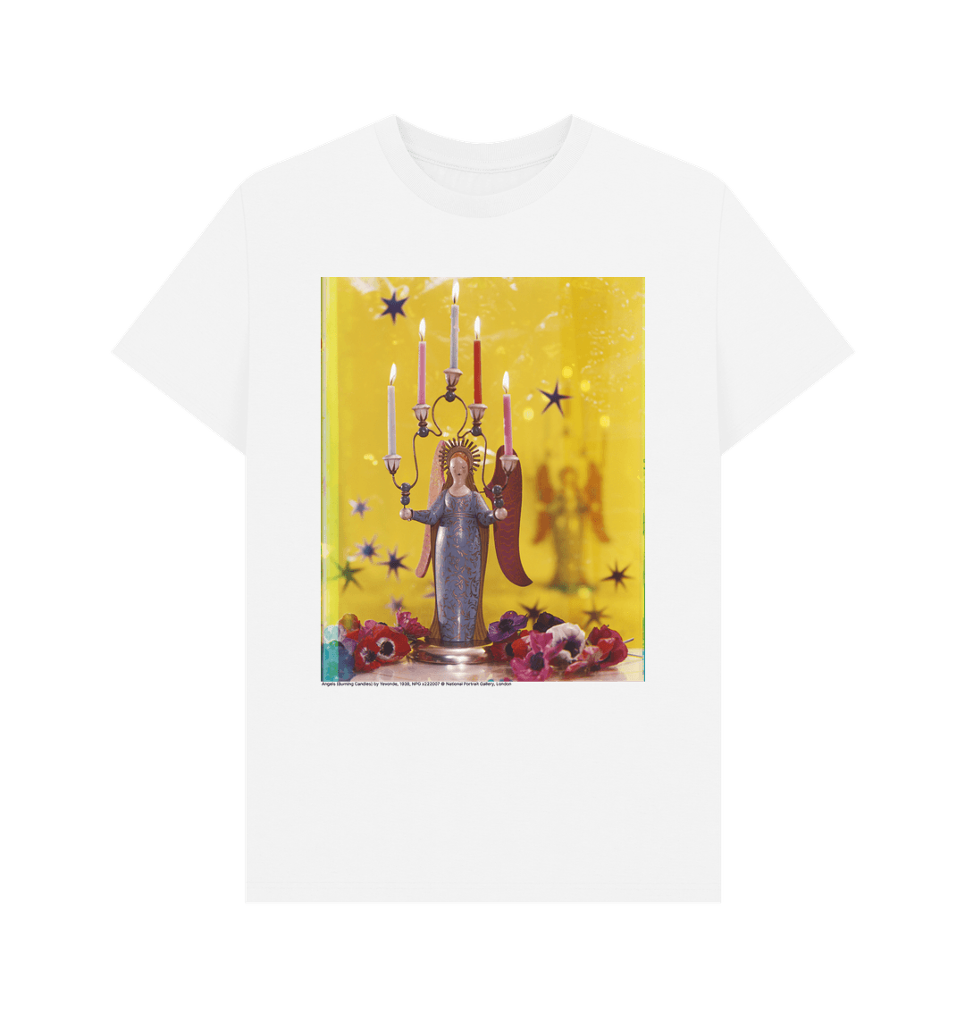 White angels (burning candles) by yevonde unisex crew neck t shirt