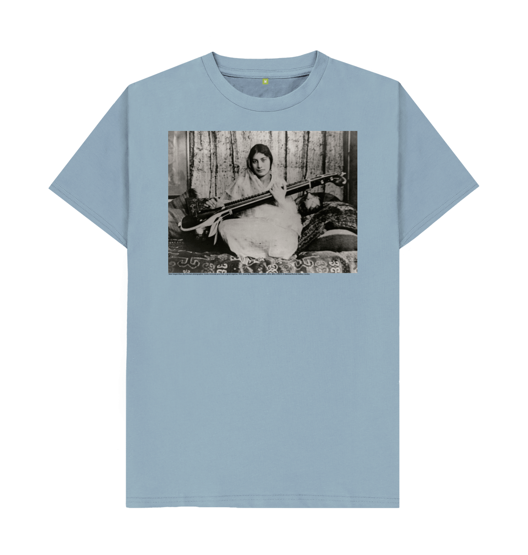 Stone blue printed t shirt front
