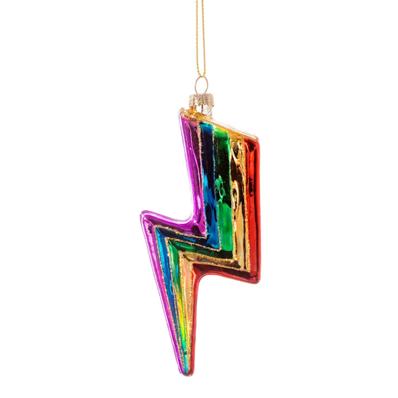 Rainbow lightening bolt glass decoration