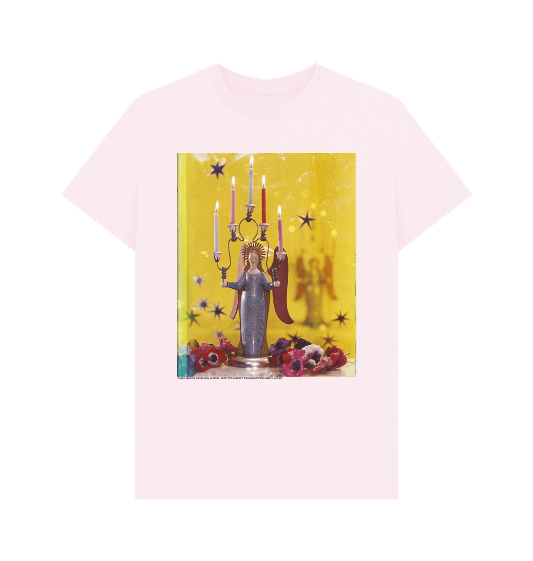 Pink angels (burning candles) by yevonde unisex crew neck t shirt
