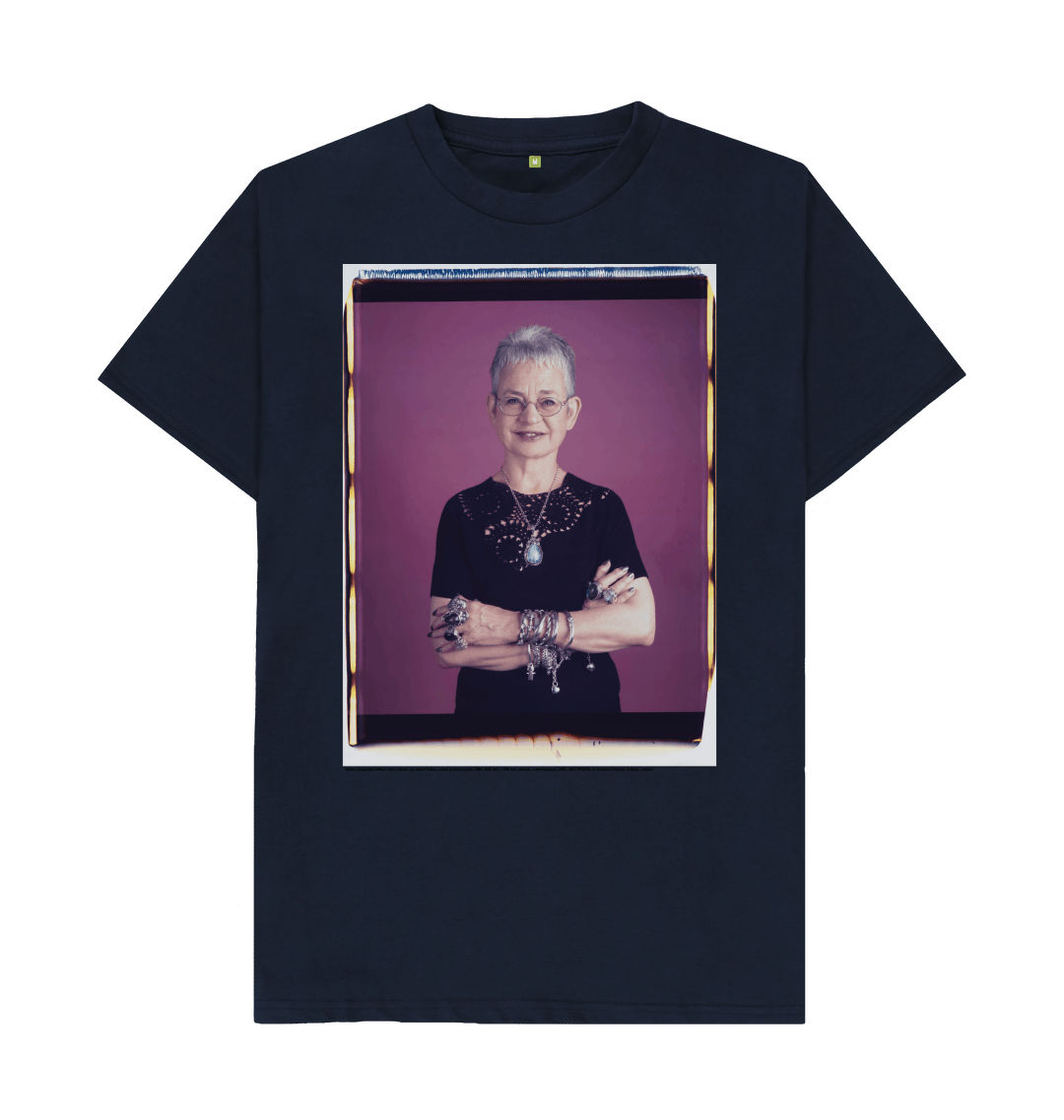 Navy blue printed t shirt front