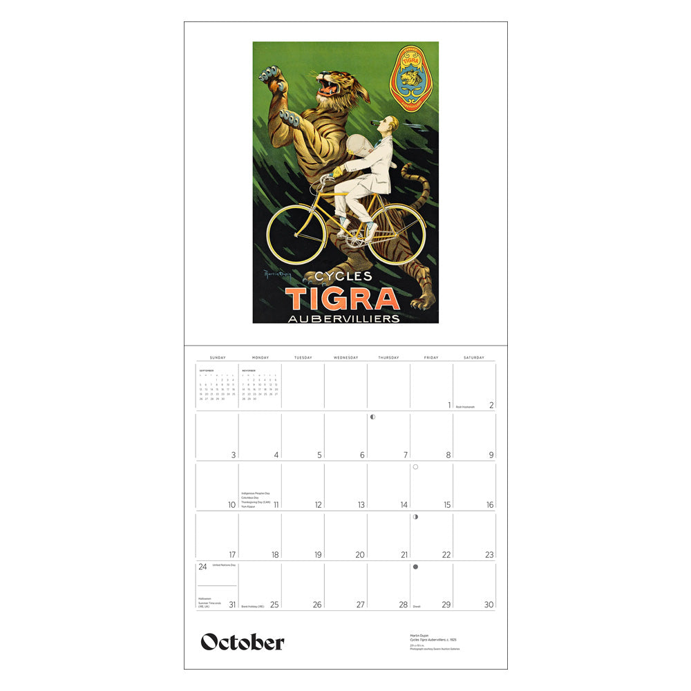 Bicycles vintage posters wall calendar 2027 spread
