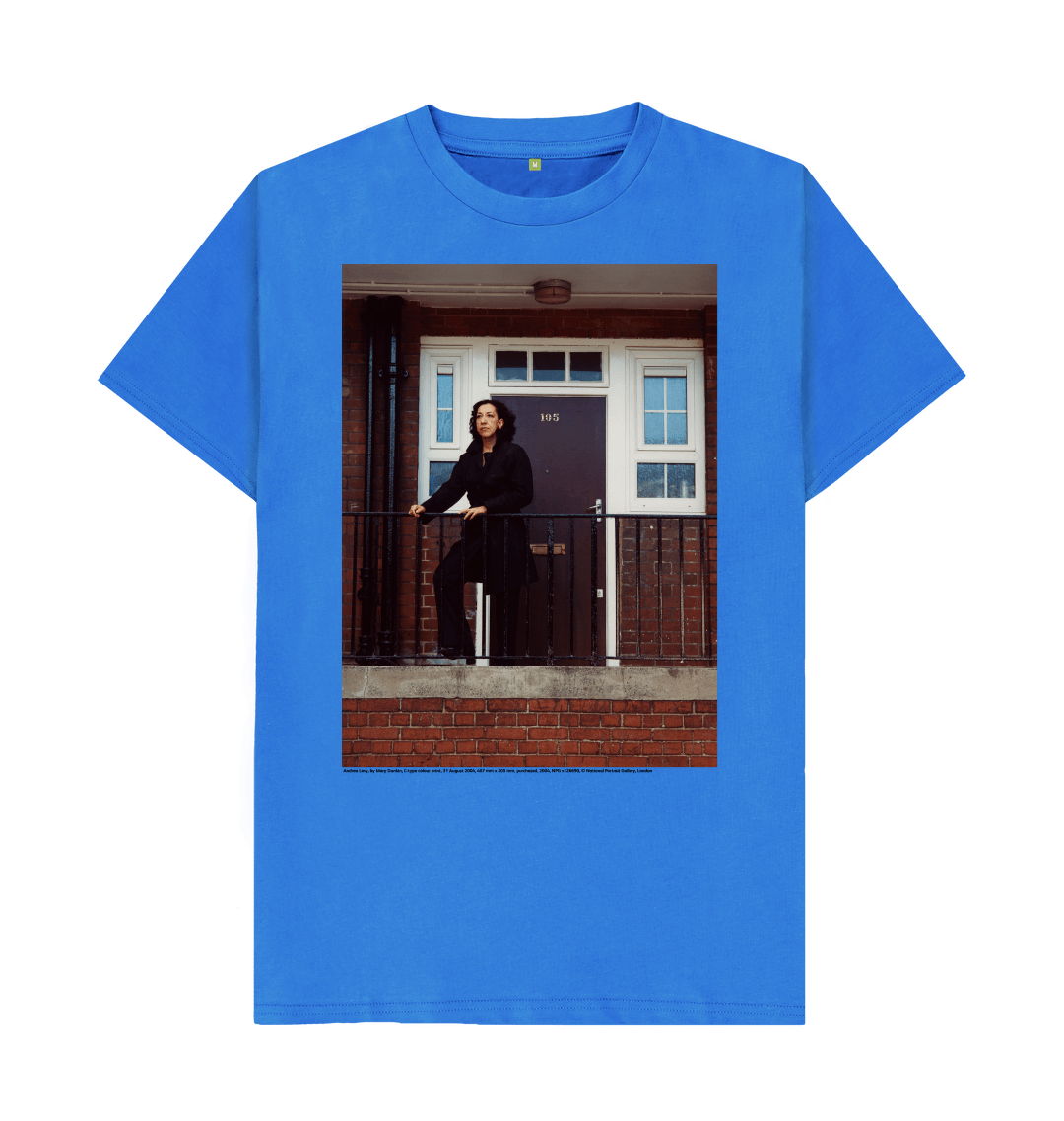 Bright blue printed t shirt front