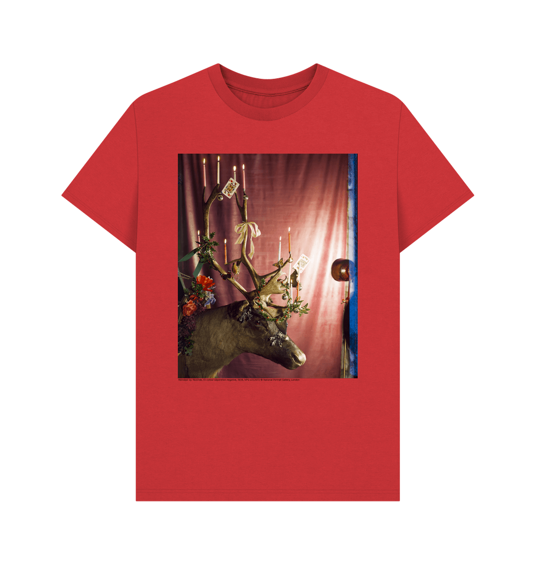 Red reindeer by yevonde unisex crew neck t shirt