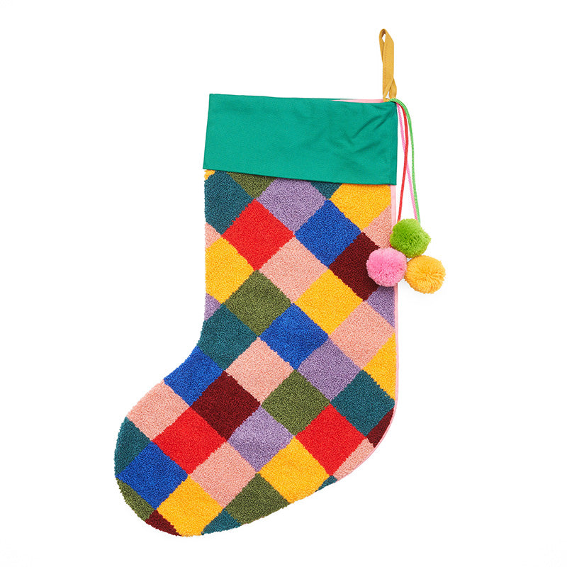 Chequered christmas stocking front