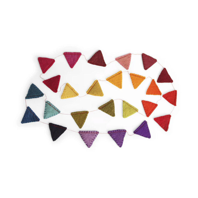 Colourful felt flag garland