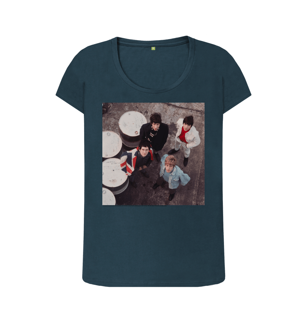 Denim blue printed t shirt front