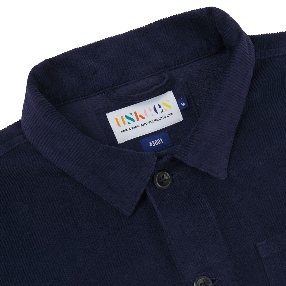 Cord buttoned overshirt deep indigo detail