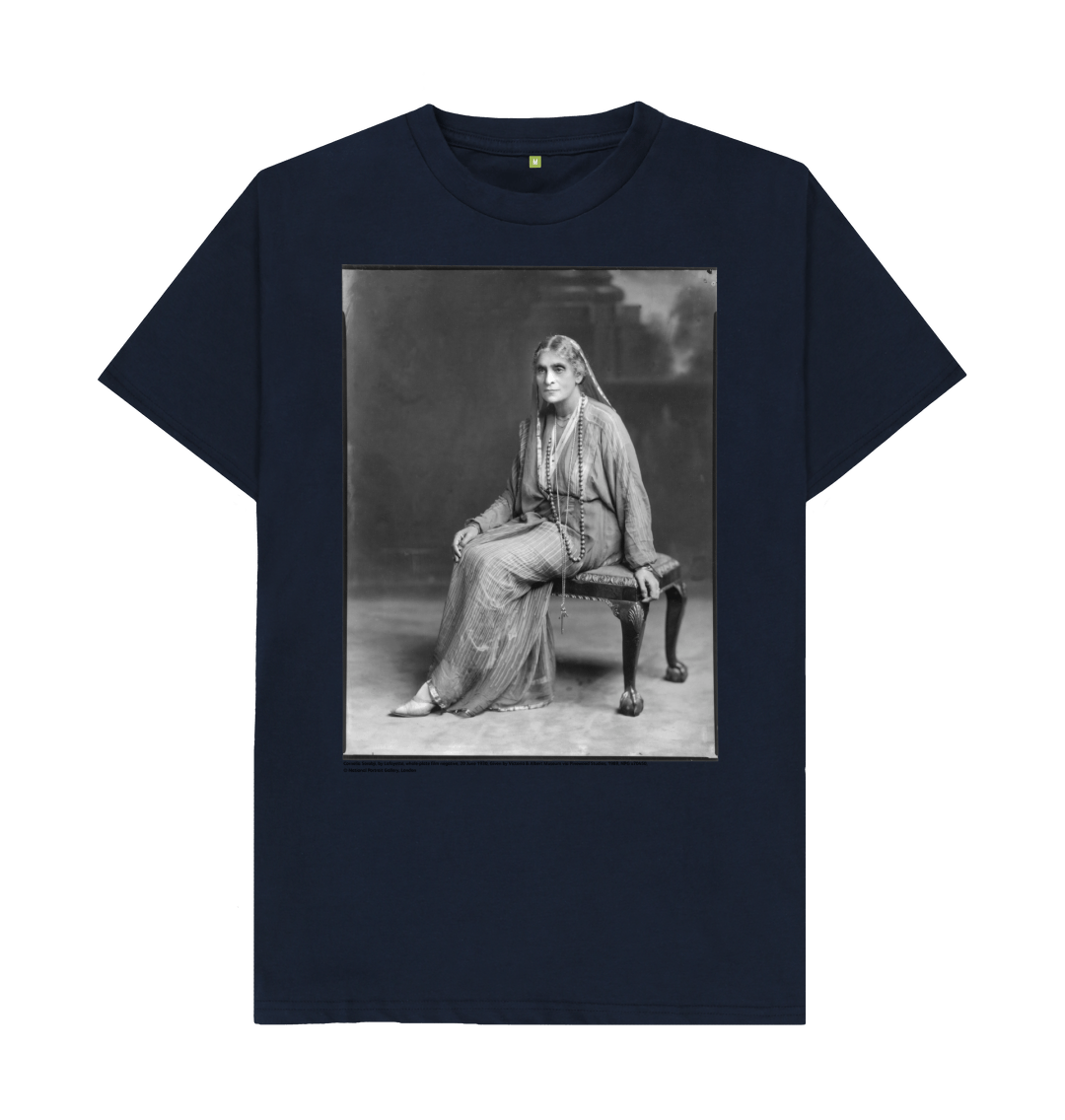 Navy blue printed t shirt front