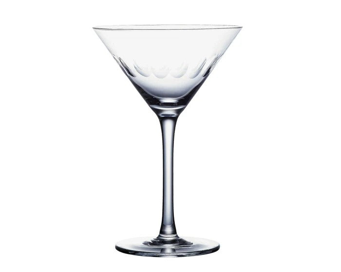 A martini glass with a lens design on it.