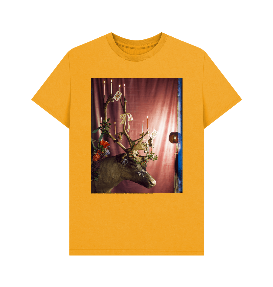 Mustard reindeer by yevonde unisex crew neck t shirt