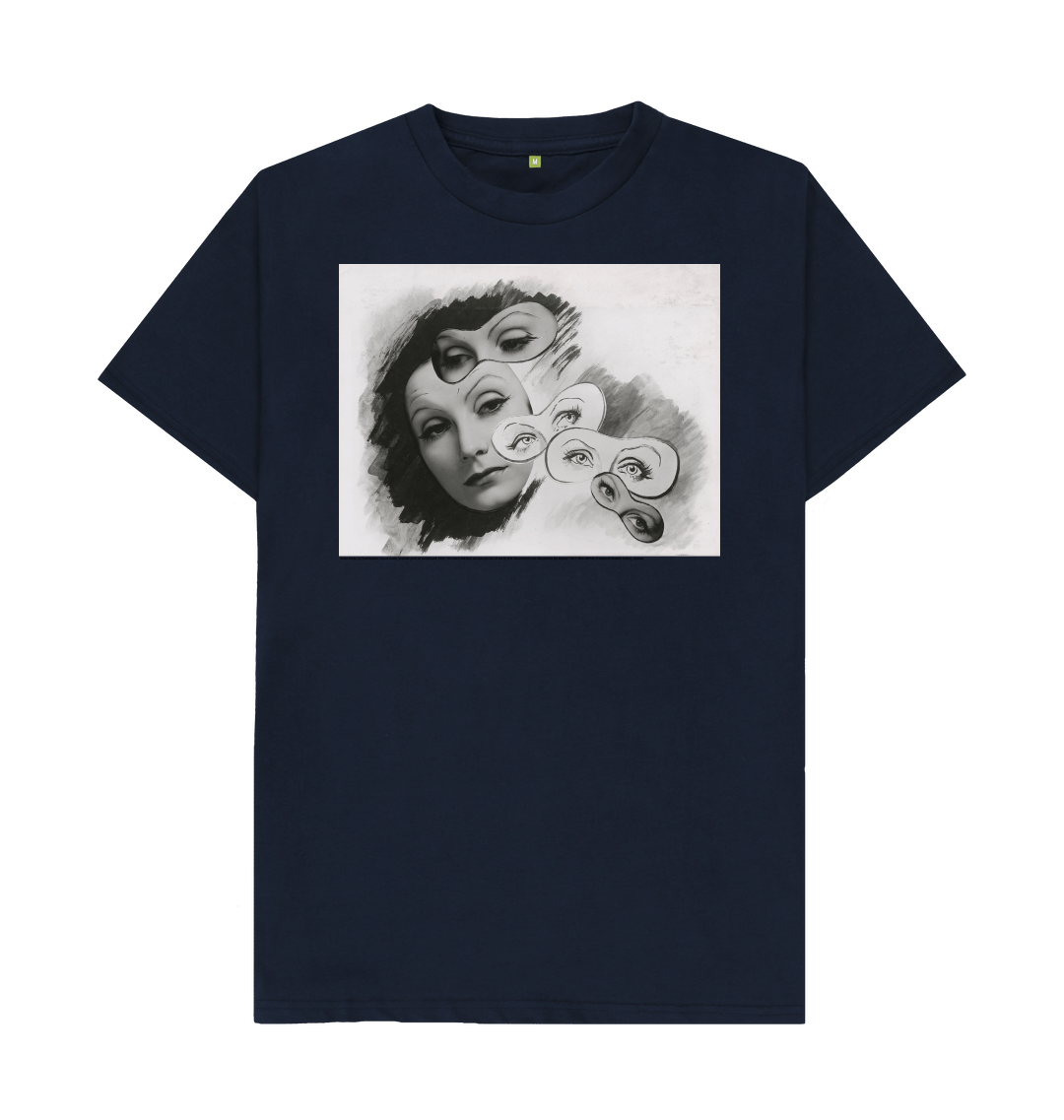 Navy blue printed t shirt front