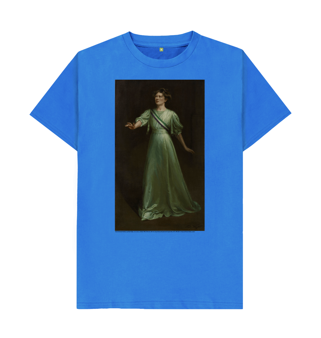 Bright blue printed t shirt front