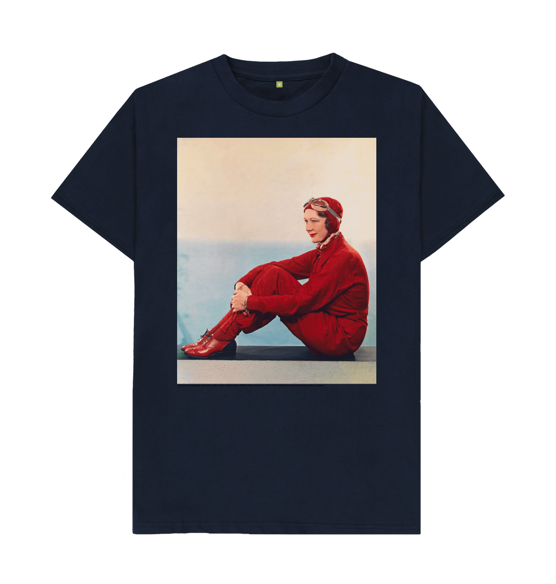 Navy blue printed t shirt front
