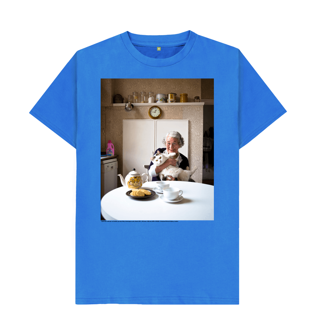 Bright blue printed t shirt front
