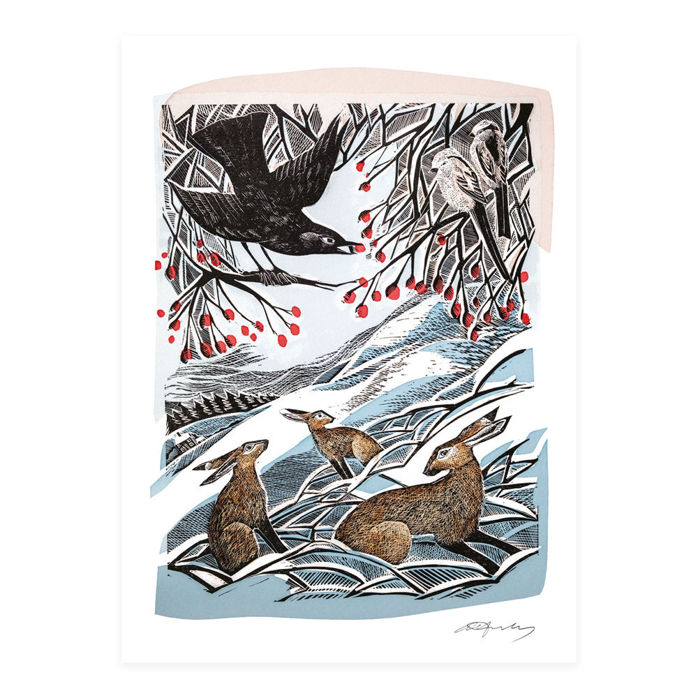 Hares in conversation greetings cards angela harding