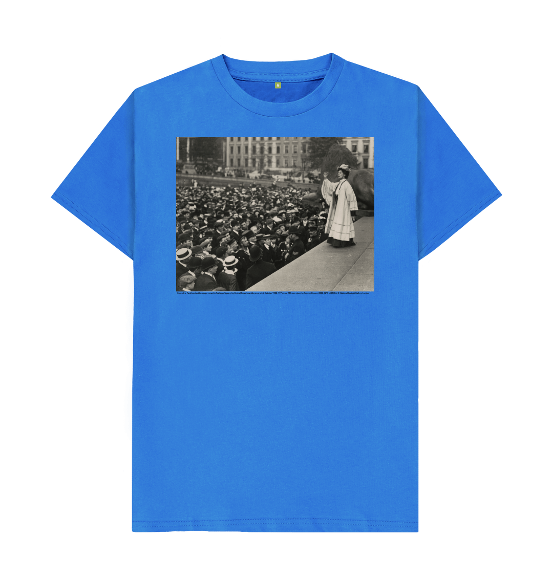 Bright blue printed t shirt front