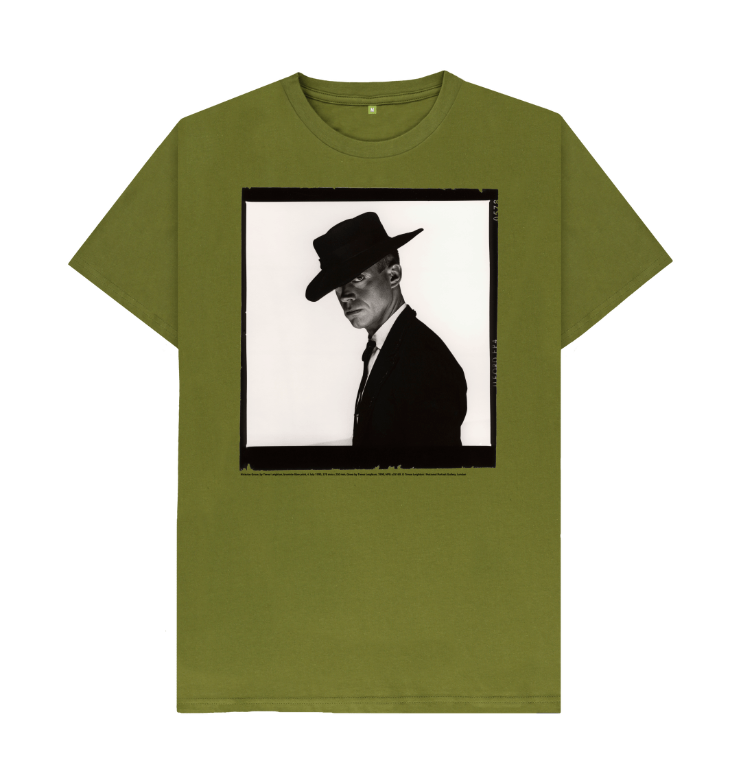 Moss green printed t shirt front