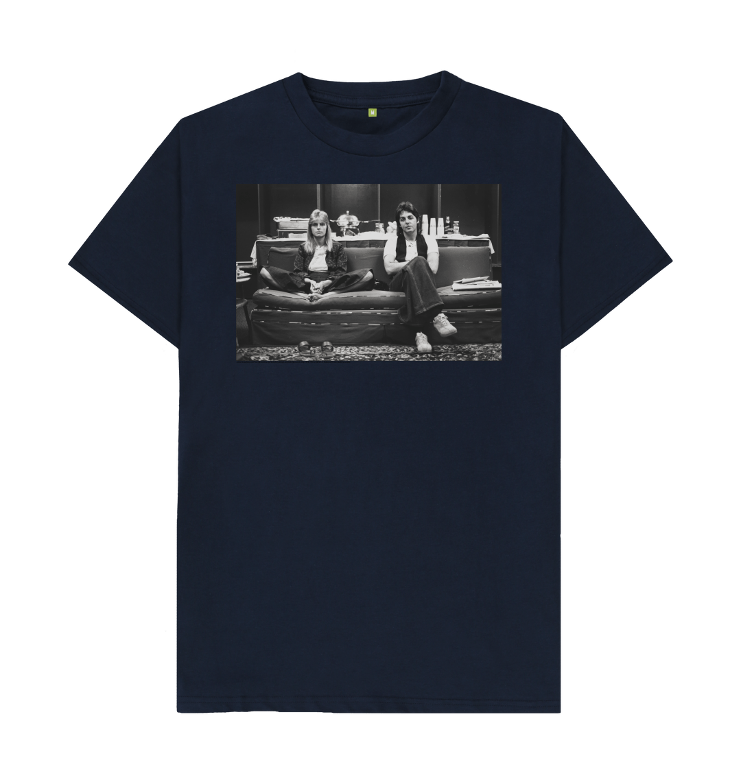 Navy blue printed t shirt front