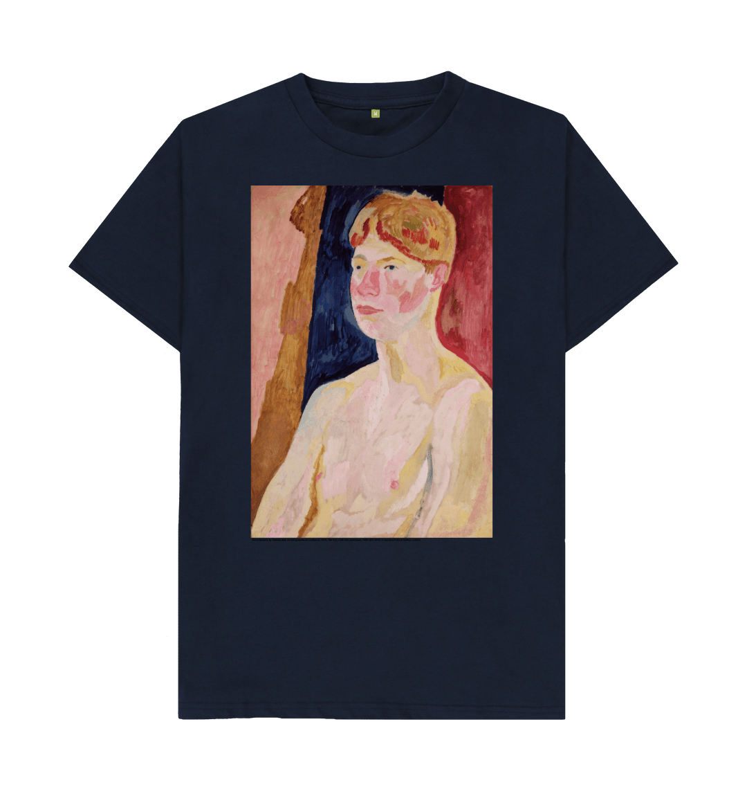 Navy blue printed t shirt front