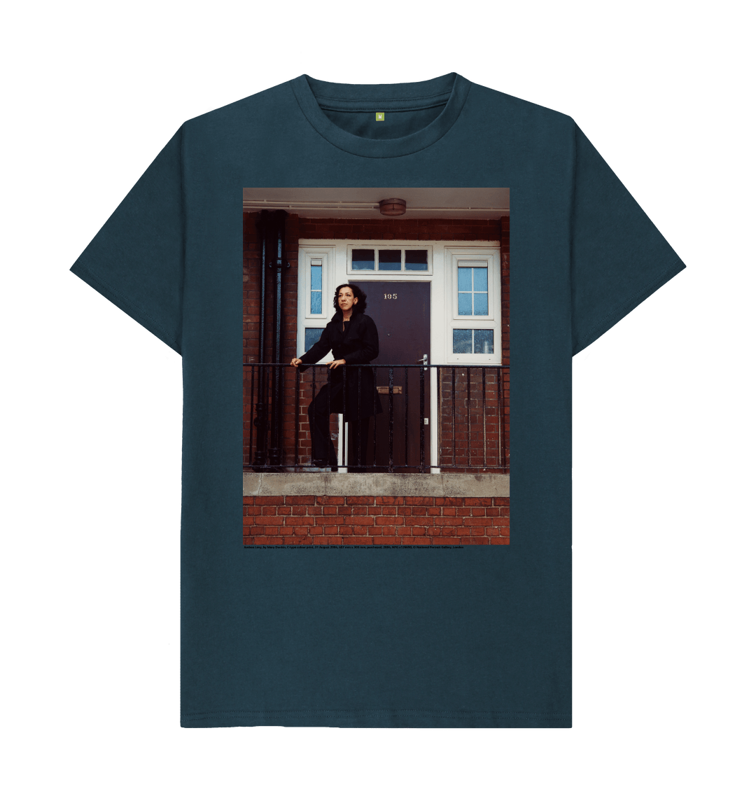Denim blue printed t shirt front