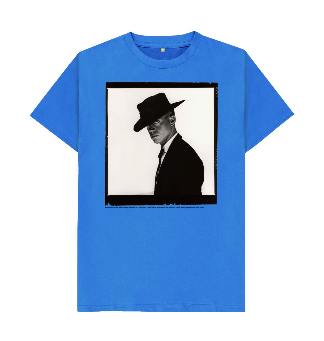 Bright blue printed t shirt front