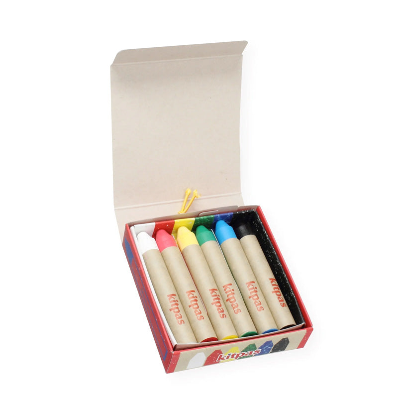 Kitpas rice bran wax crayons set 6 colours