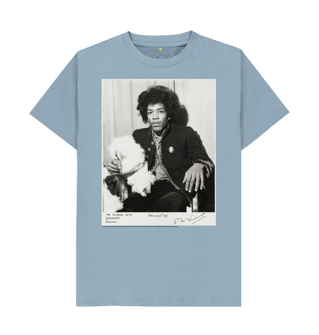 Stone blue printed t shirt front