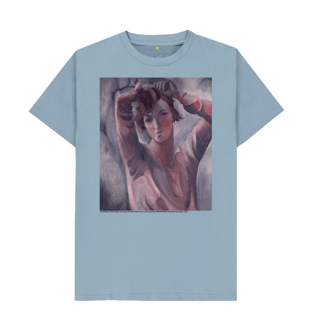 Stone blue printed t shirt front