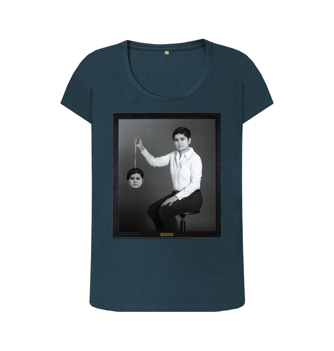 Denim blue printed t shirt front