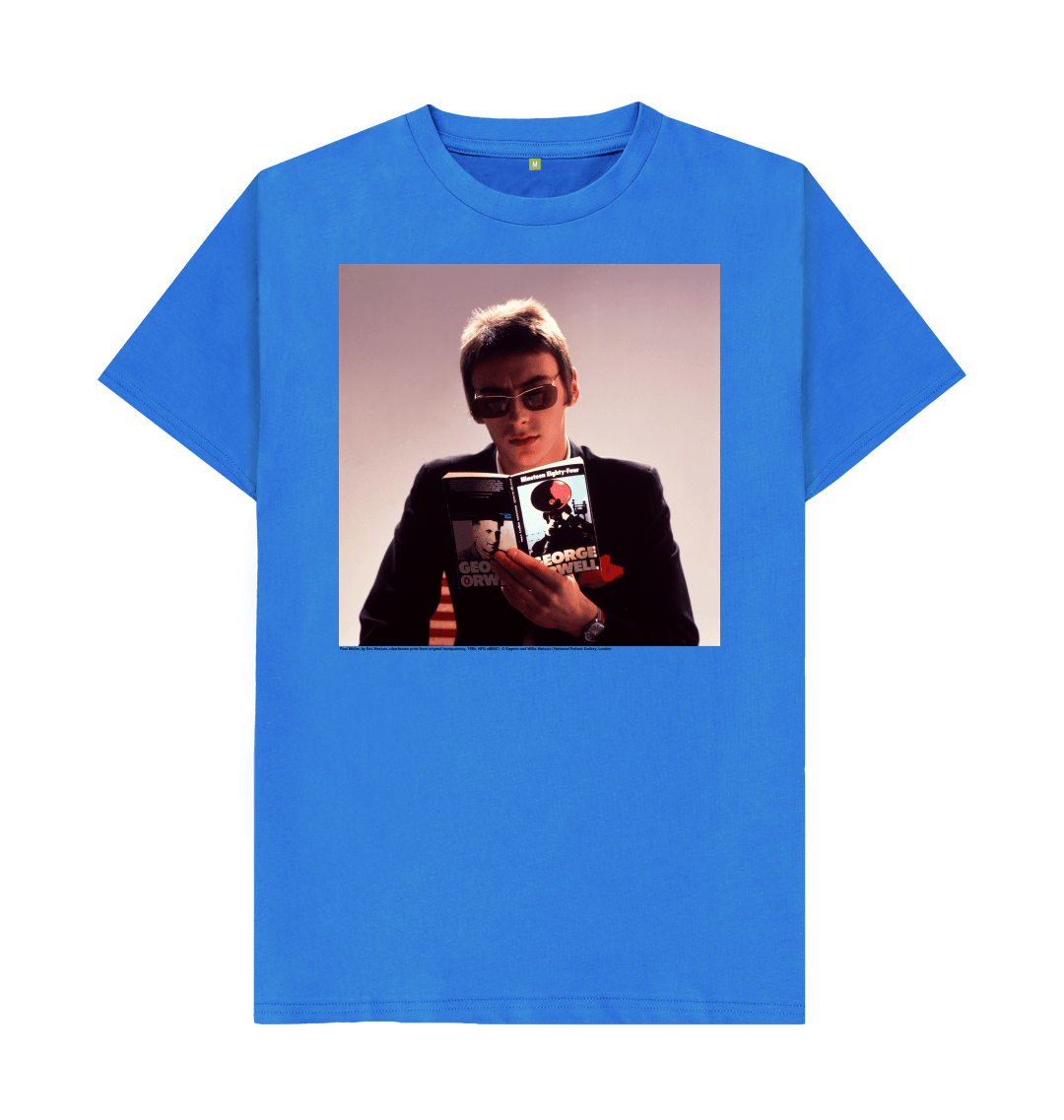 Bright blue printed t shirt front