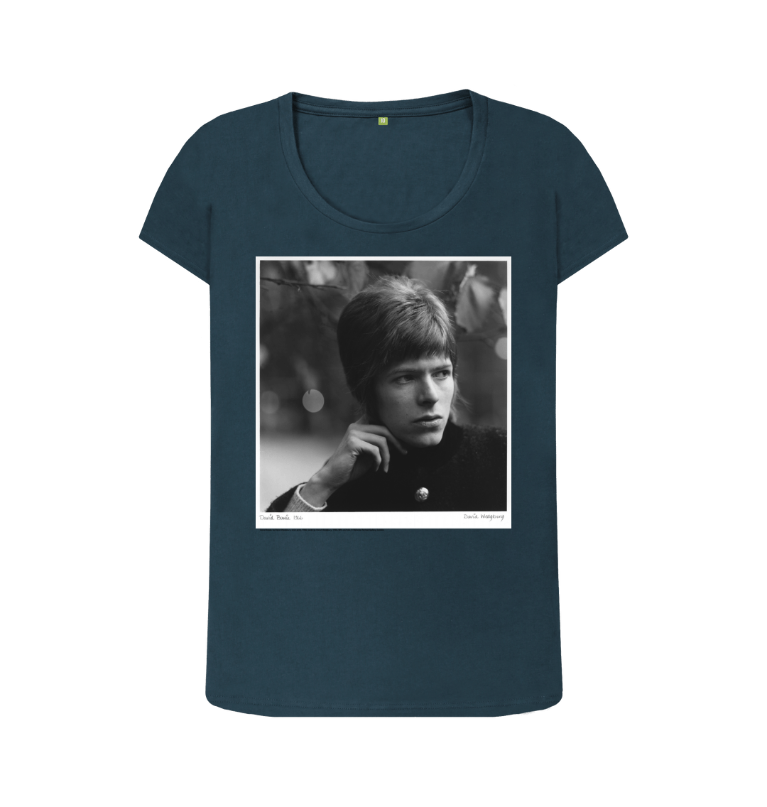 Denim blue printed t shirt front