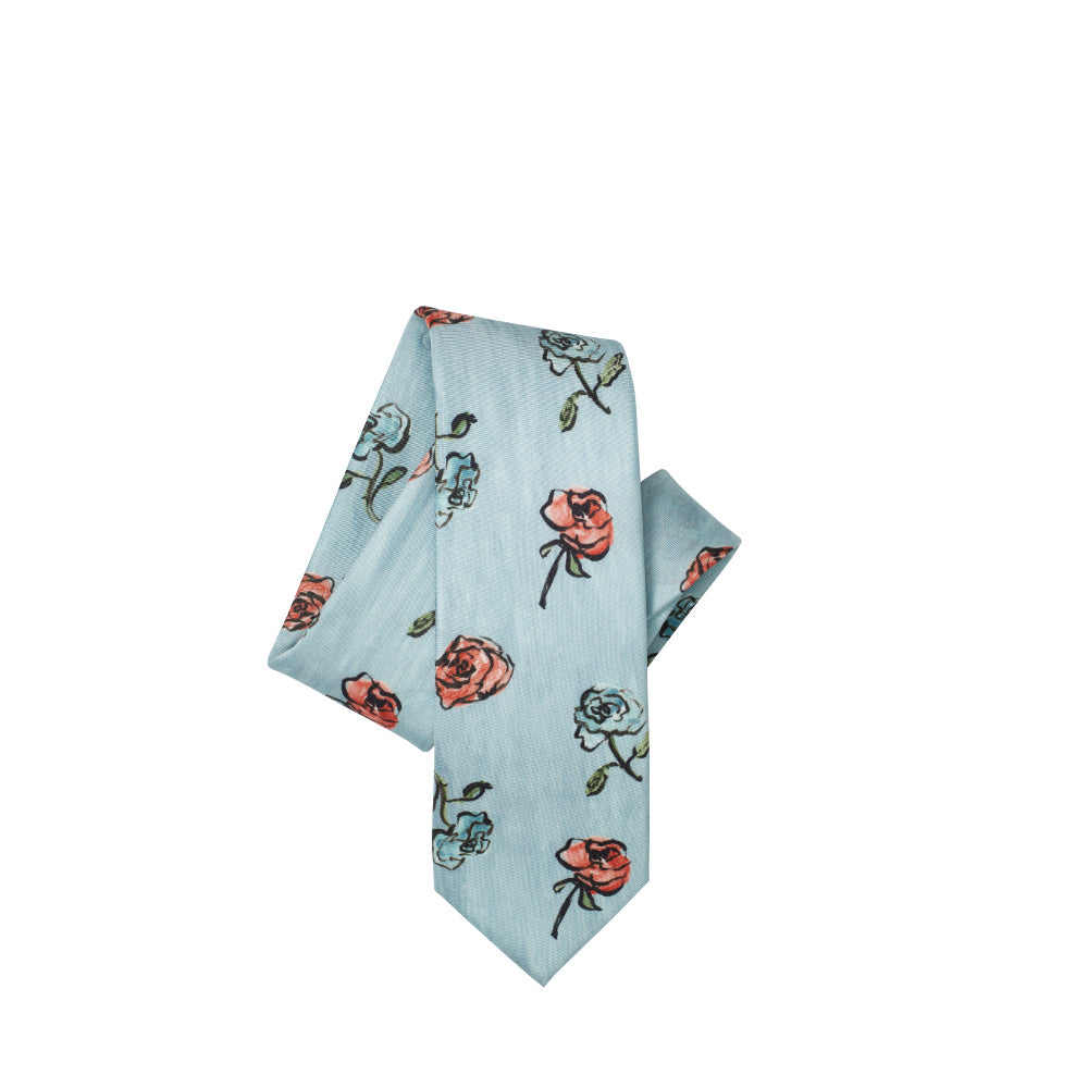 Luke edward hall silk tie blue roses styled
