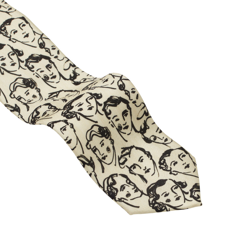 Luke edward hall silk tie faces detail