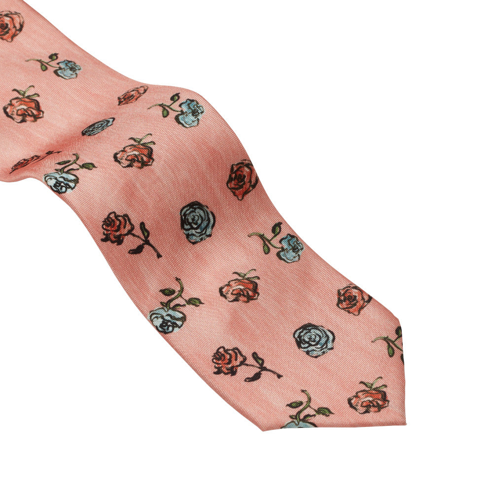 Luke edward hall silk tie pink roses detail