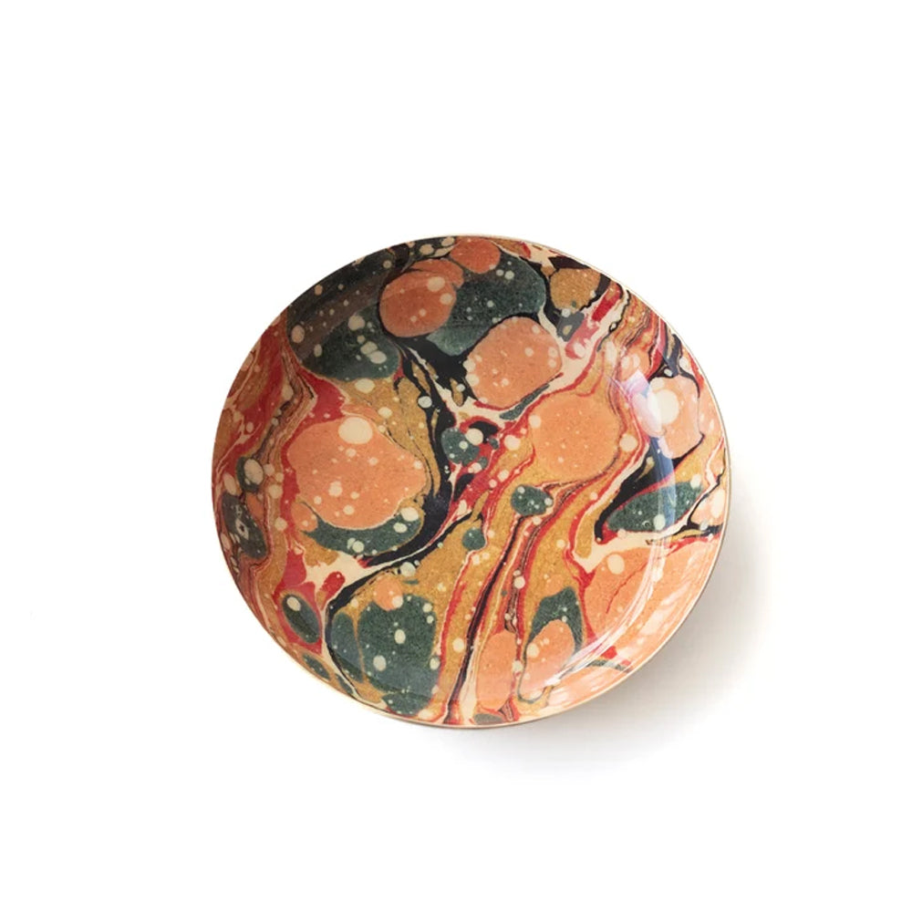 Marbled small enamel round tray top