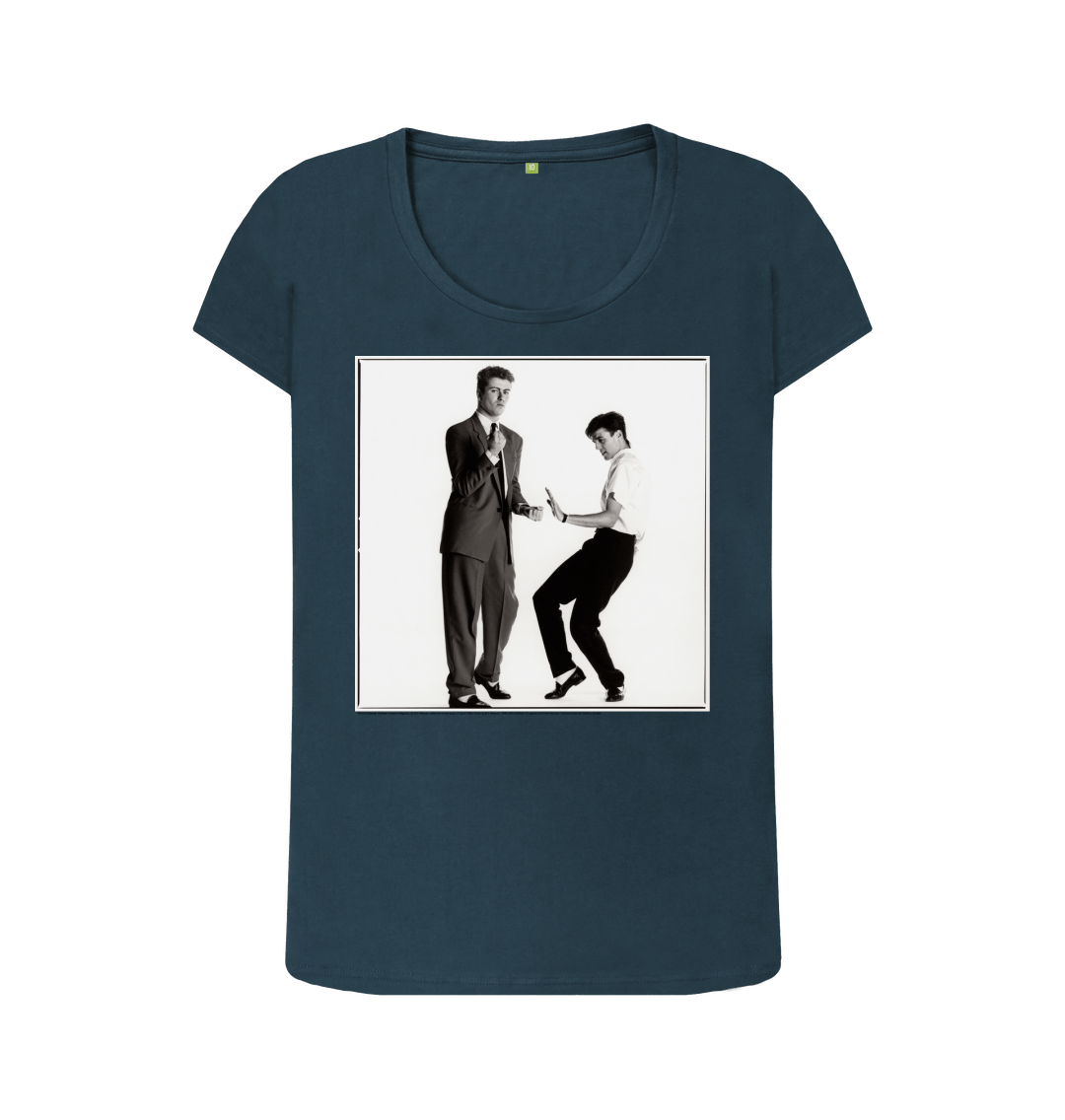 Denim blue printed t shirt front