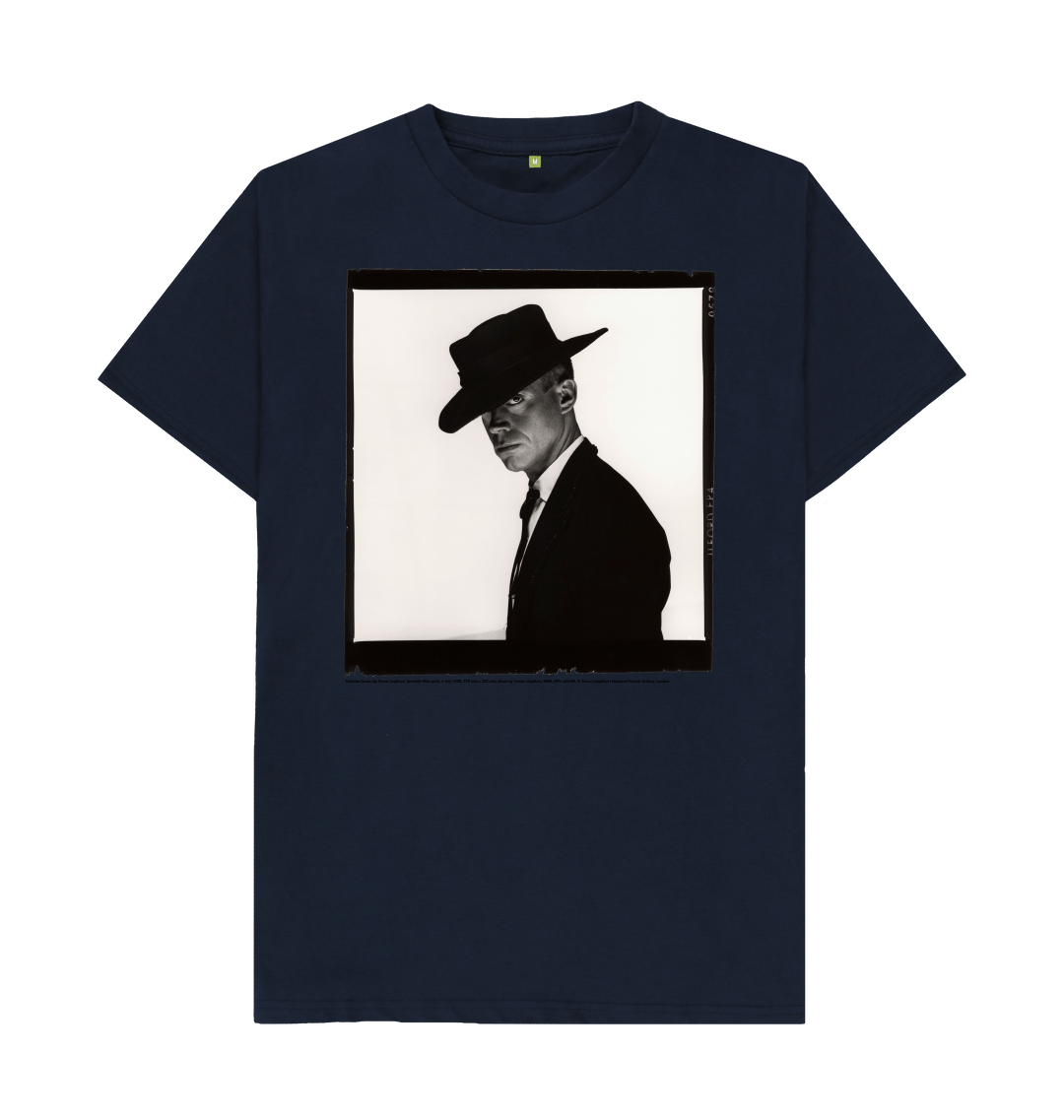 Navy blue printed t shirt front